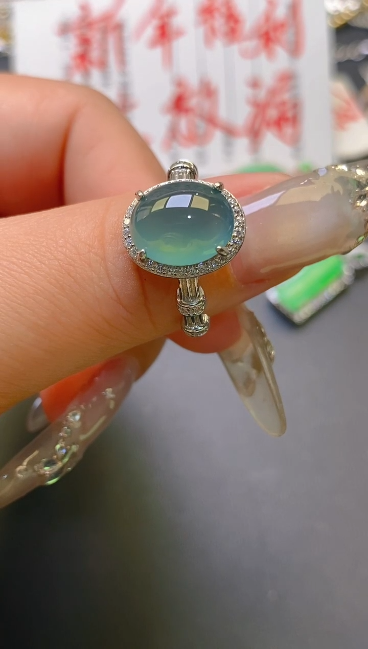 【闪购商品】翡翠耳饰银S925镶嵌天然A货翡翠1