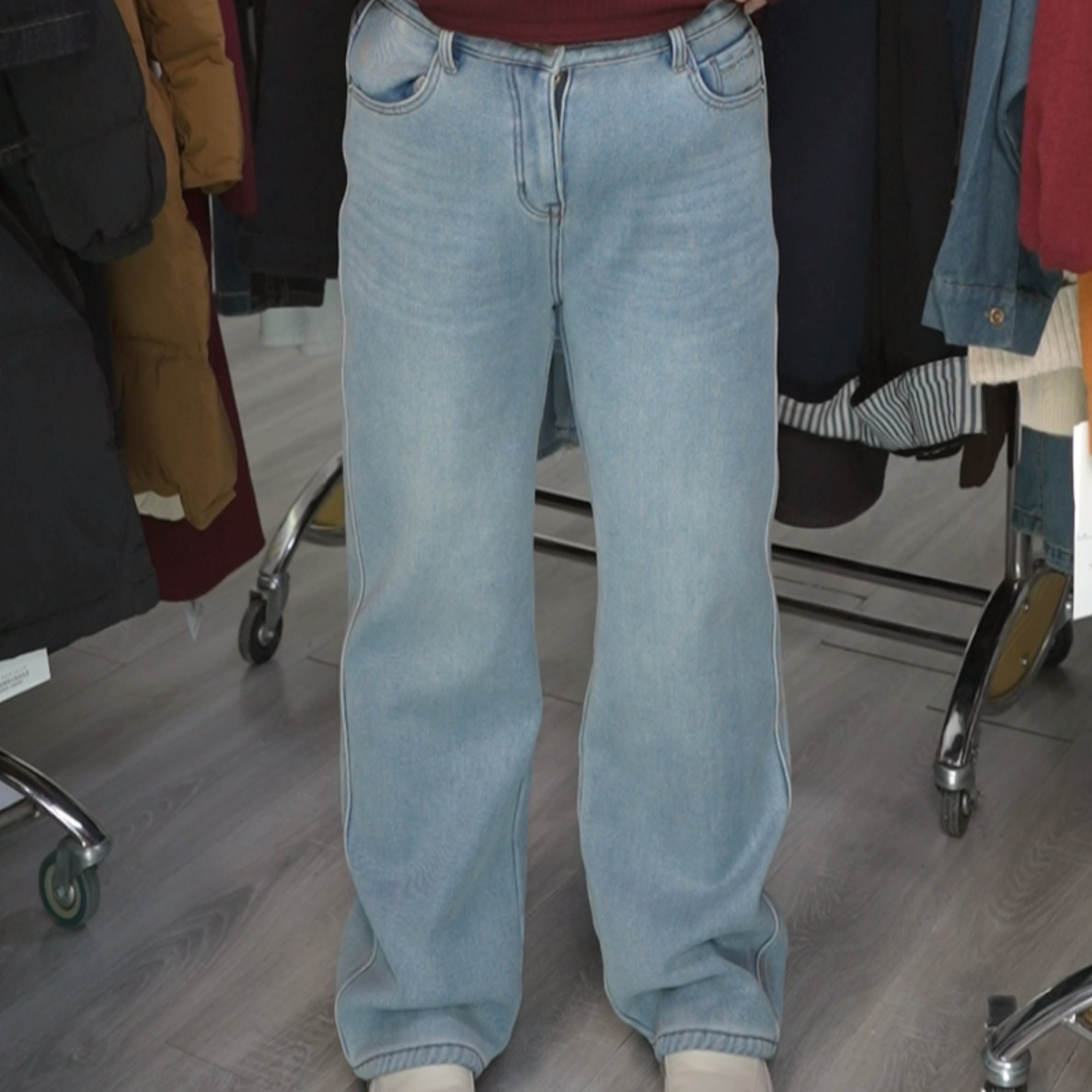 孤品裤子--加绒加厚高弹力高腰裤牛仔裤55577