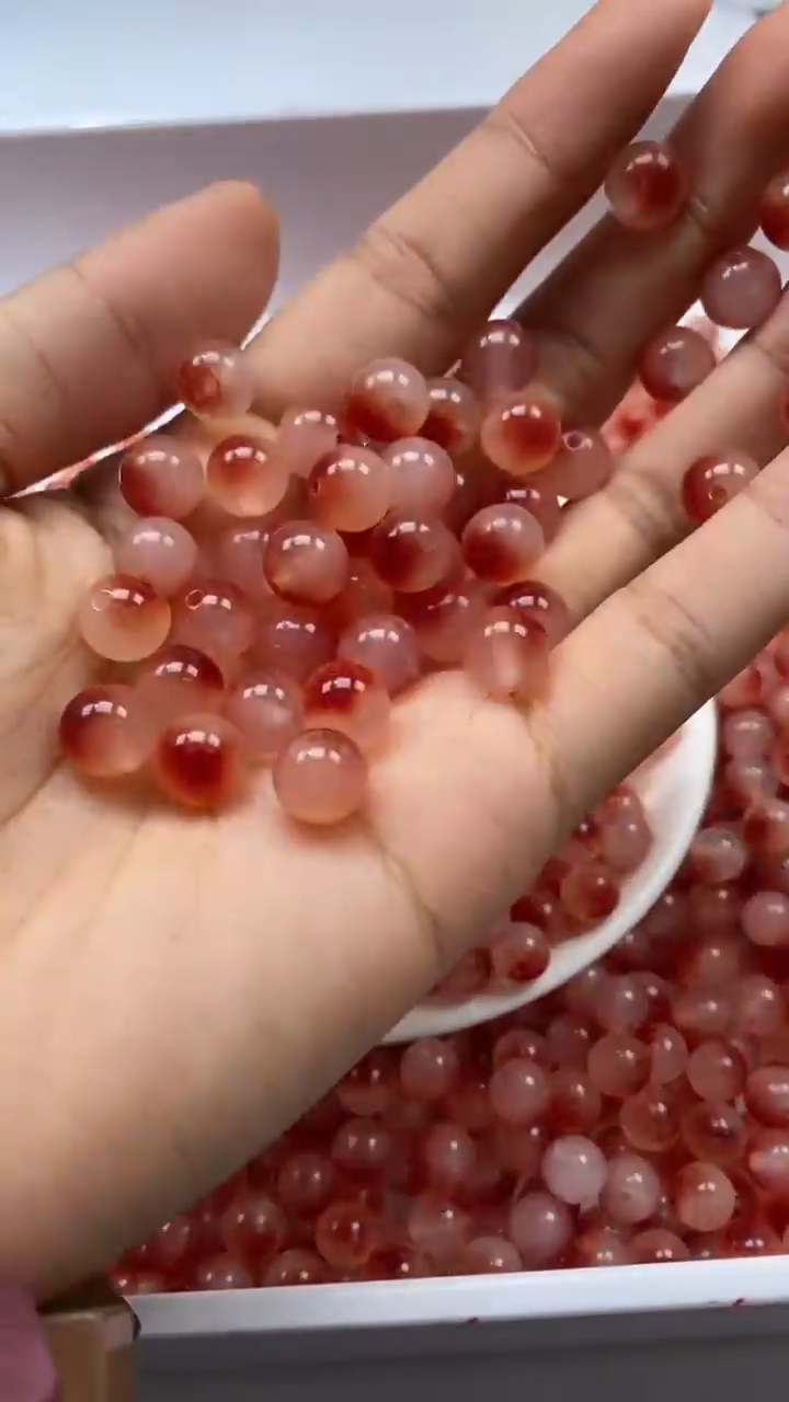 未镶嵌颈饰玛瑙/玉髓W2852-高品南红色冰飘花8mm*15颗