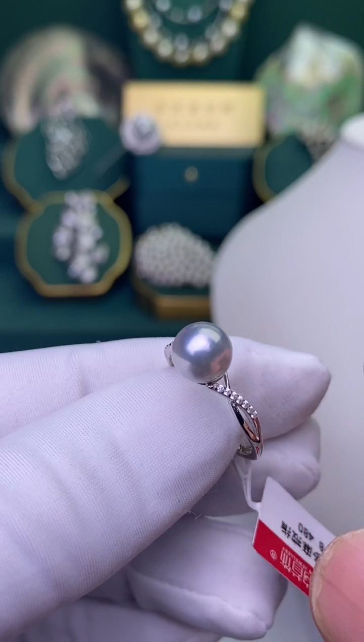 【闪购商品】海水珍珠戒指银S925镶嵌7-8