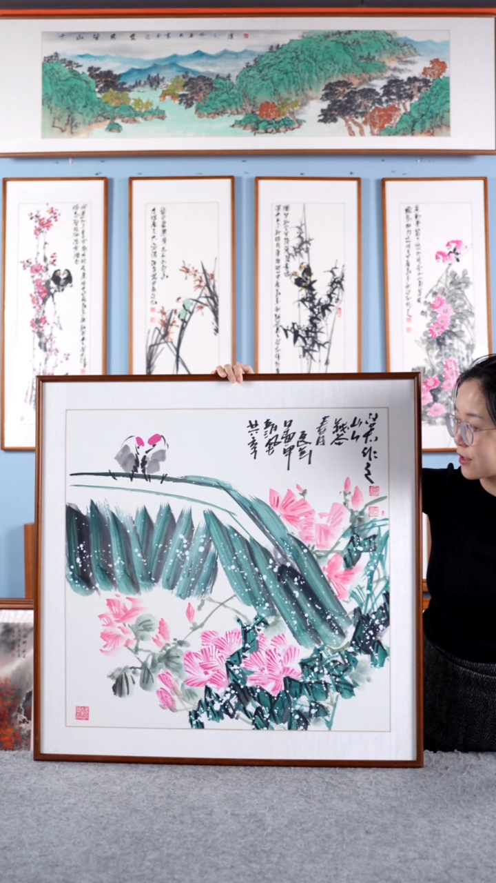 【闪购商品】国画高启太《共享清风》手绘带框83*83