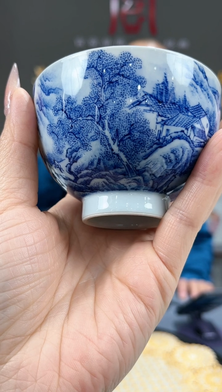 【闪购商品】官窑瓷画院483官窑瓷画院玉竹山水主人杯