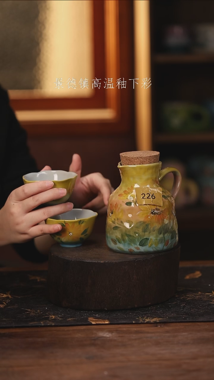 陶瓷景德镇高温釉下手绘陶瓷@L226@