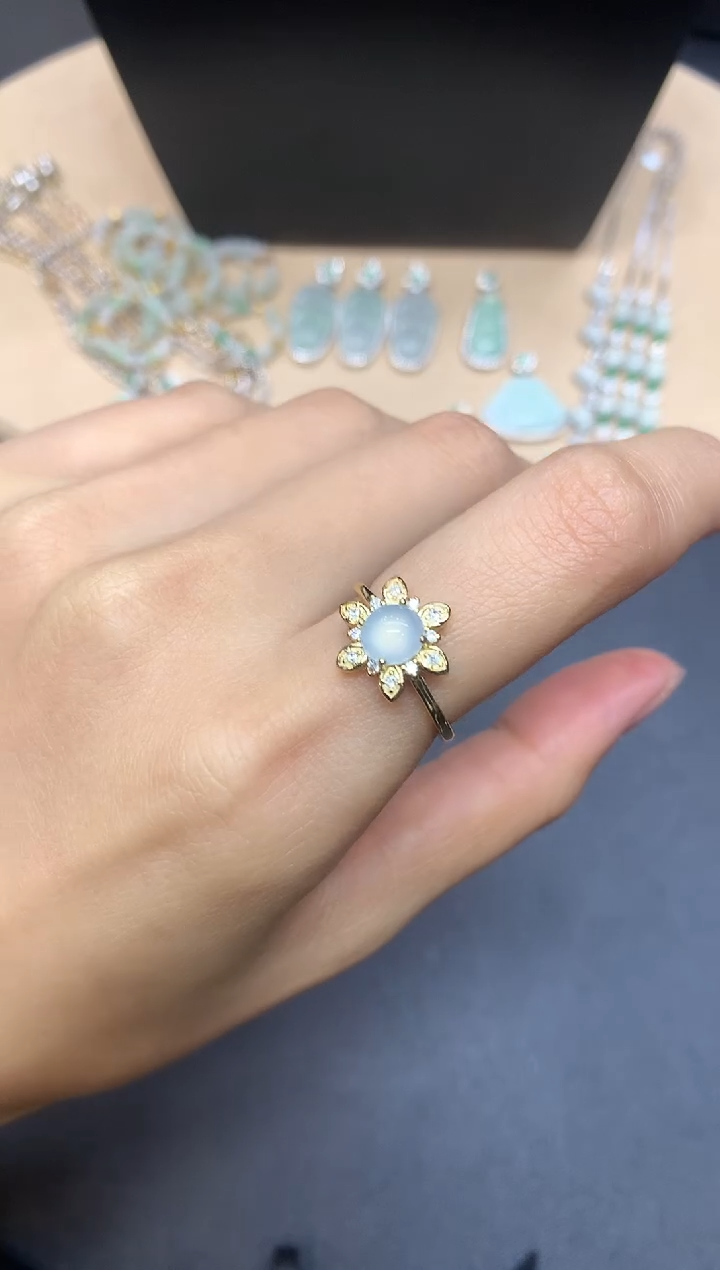 【闪购商品】翡翠戒指银S925镶嵌蛋面【多样性发其一】