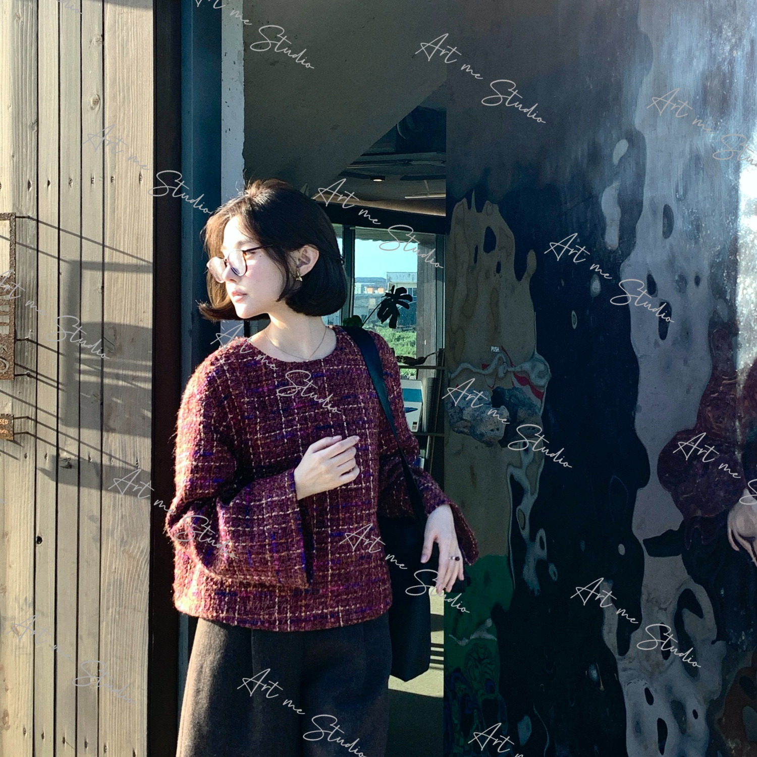 【ART ME】栗子可可高级感粗花呢编织长袖调性小香上衣w1819l1