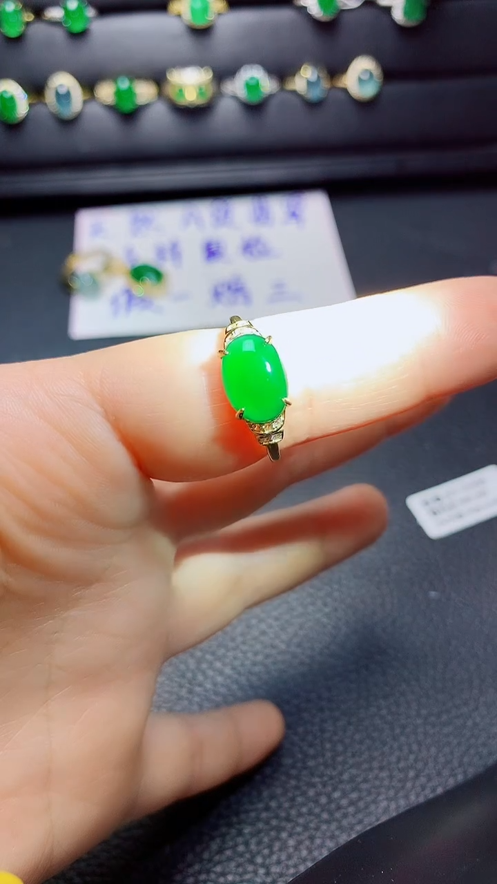 银S925镶嵌戒指翡翠天然翡翠A货s925银镶