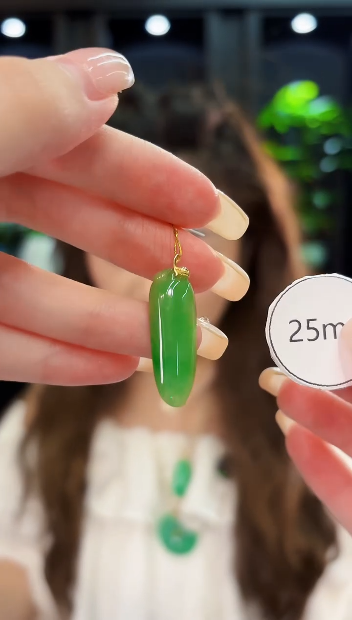 翡翠18K金镶嵌颈饰 缅料A货/支持复检/一件