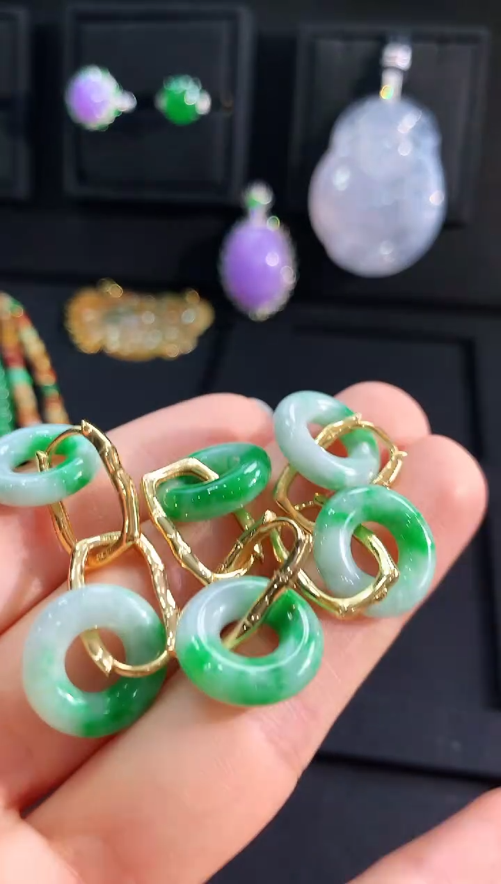 【闪购商品】翡翠耳饰银S925镶嵌耳饰（多样性发货发一对）