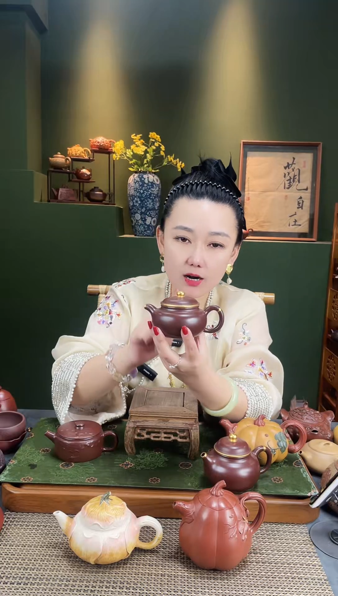 【闪购商品】紫砂茶壶描金仿古 紫袍玉砂 庞红俊