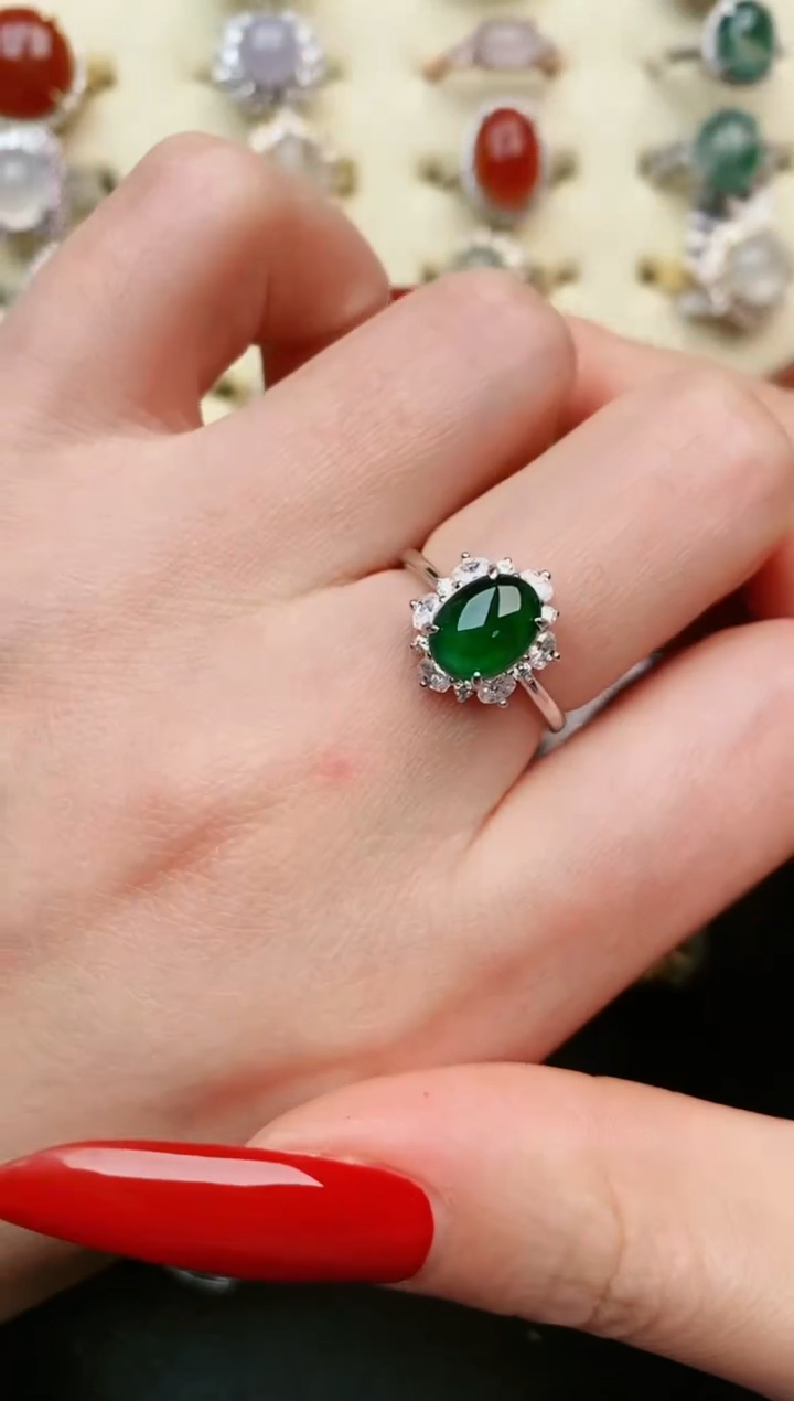 【闪购商品】翡翠戒指银S925镶嵌....