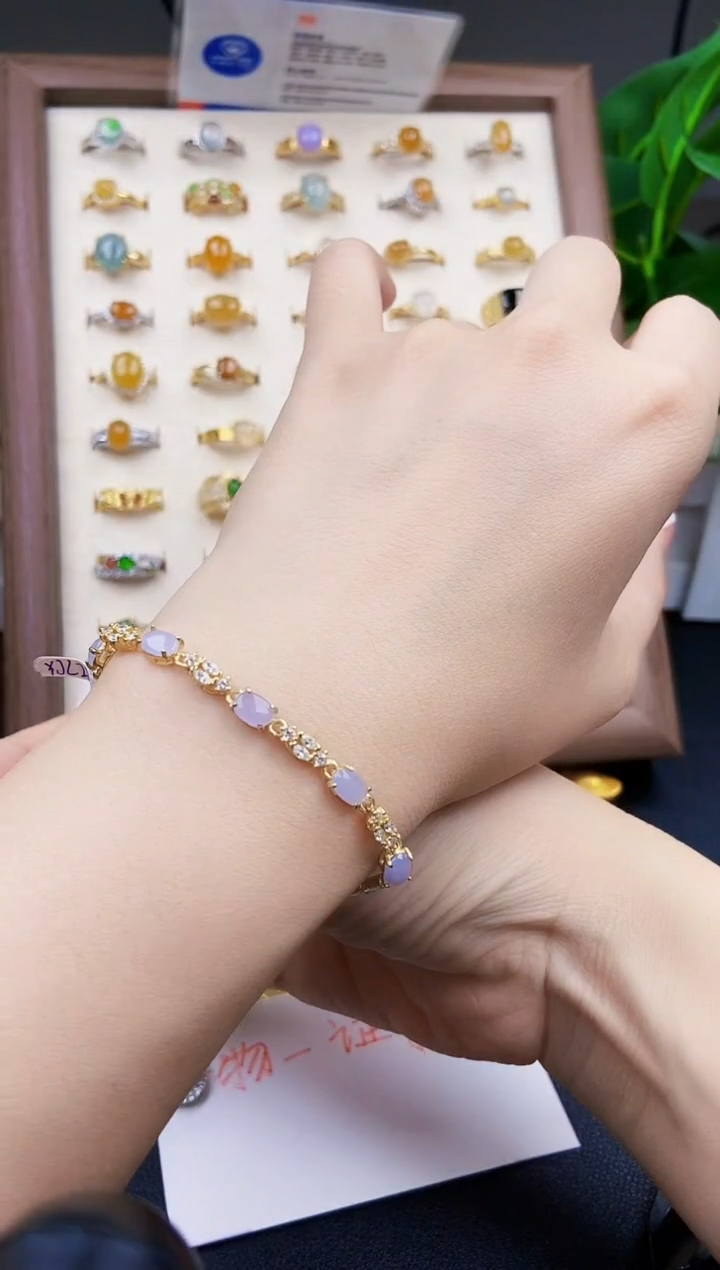 银S925镶嵌手链翡翠12