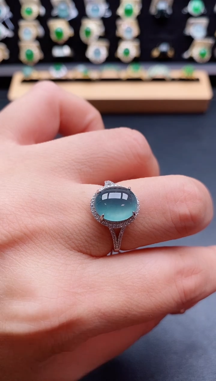 银S925镶嵌戒指翡翠1