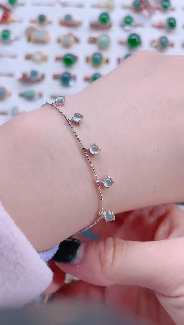 银S925镶嵌手链翡翠天然翡翠