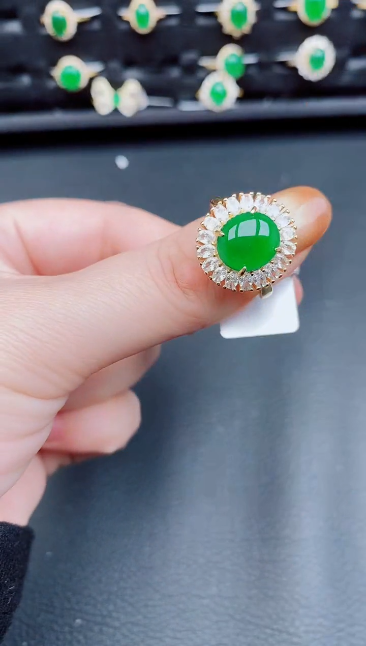 【闪购商品】翡翠戒指银S925镶嵌天然a货翡翠182