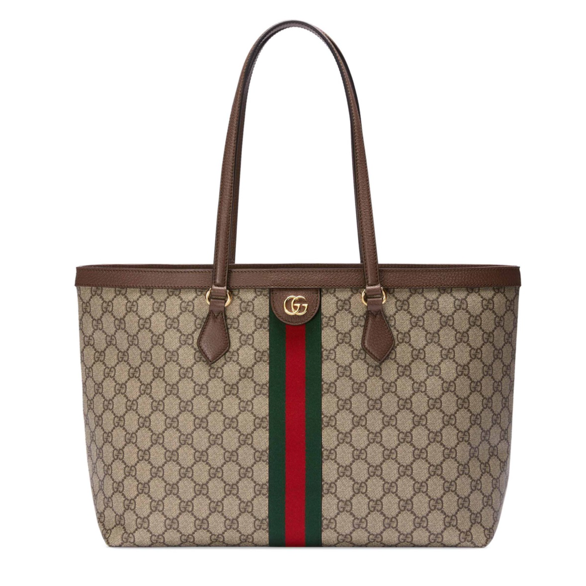 99新 GUCCI/古驰 Ophidia 双G徽标压印 帆布拼皮 托特包中号