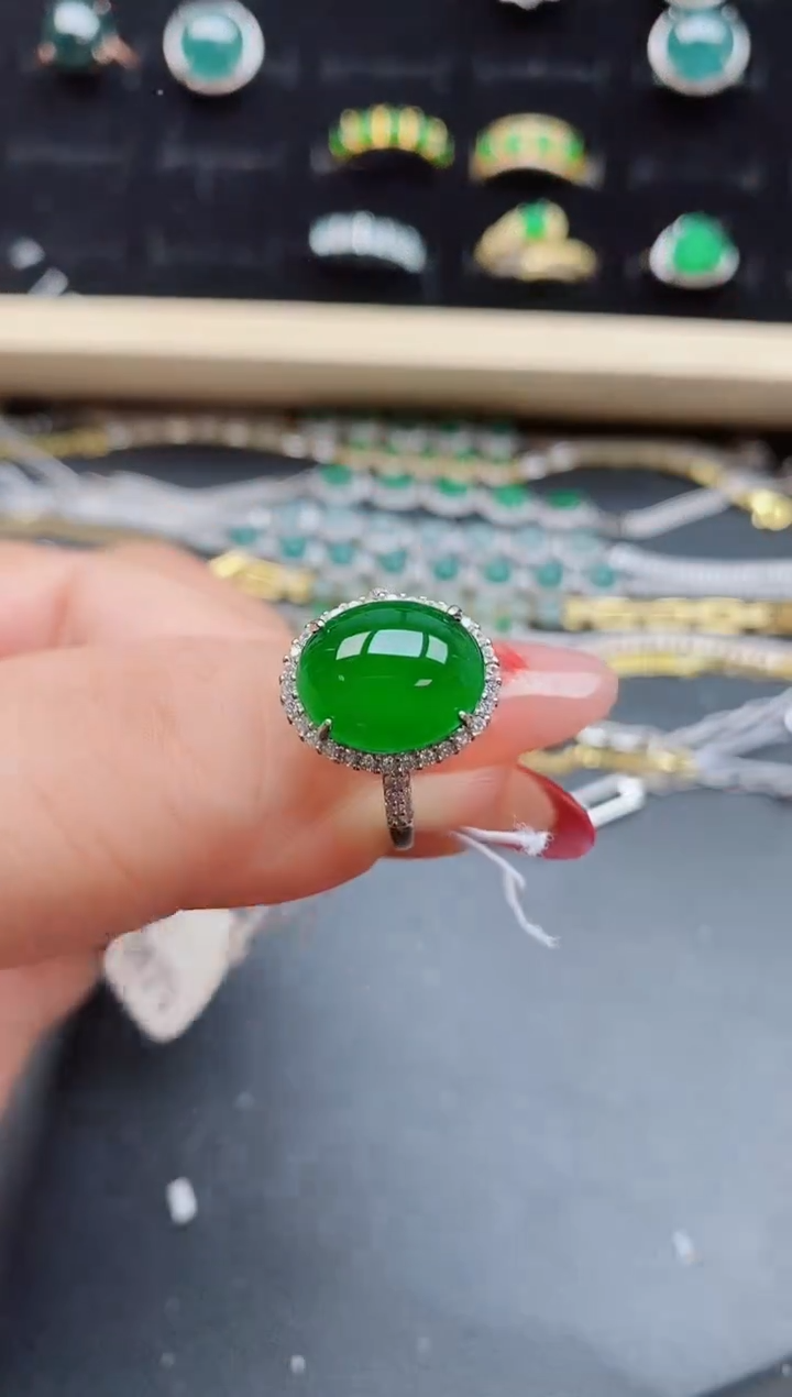 【闪购商品】翡翠戒指银S925镶嵌08050