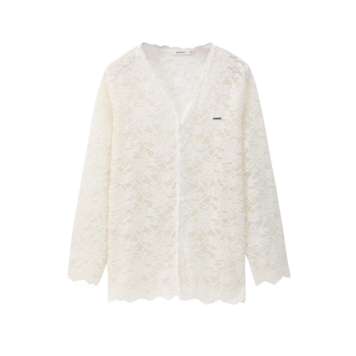 avvenn设计师品牌 26春 白色 V领蕾丝上衣 ganjue买手店