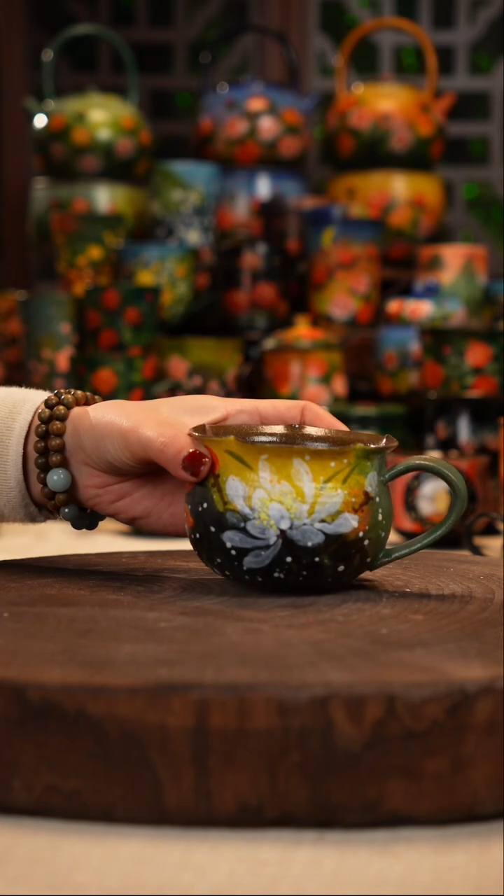 紫砂油画手绘釉下彩