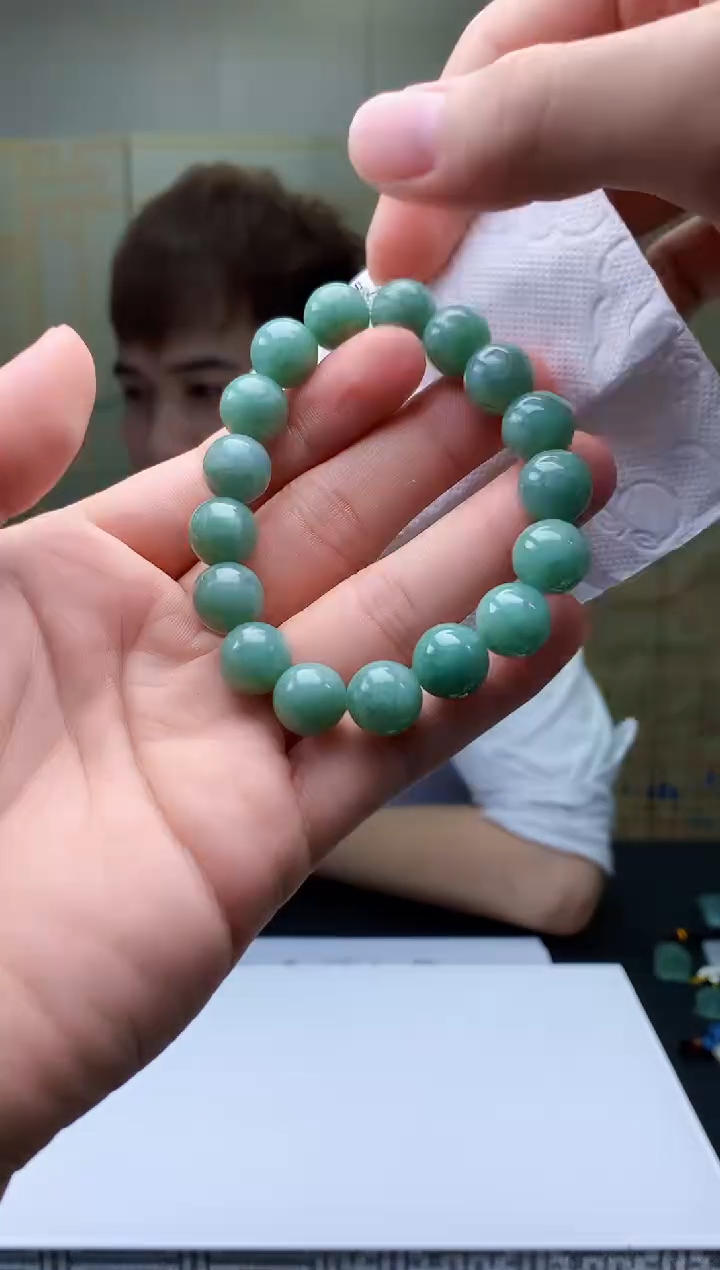 【闪购商品】定制翡翠未镶嵌4868bb-毛货手串56
