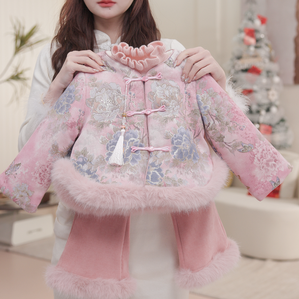 【新中式·牡】女童秋冬旗袍唐装公主ol中国风女孩上衣套装D68852