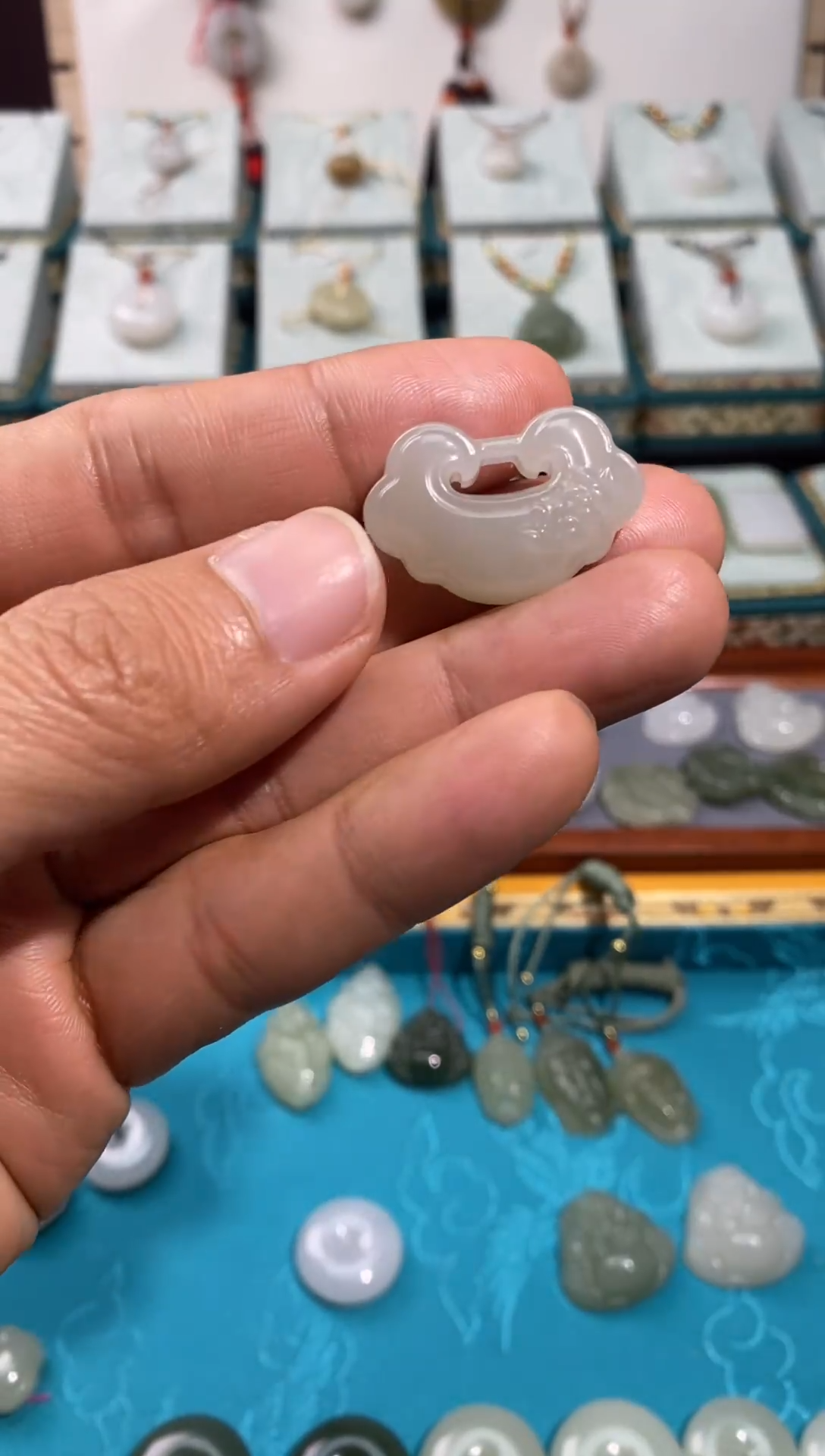 【闪购商品】和田玉颈饰未镶嵌30高冰如意锁（手工编绳+礼盒）