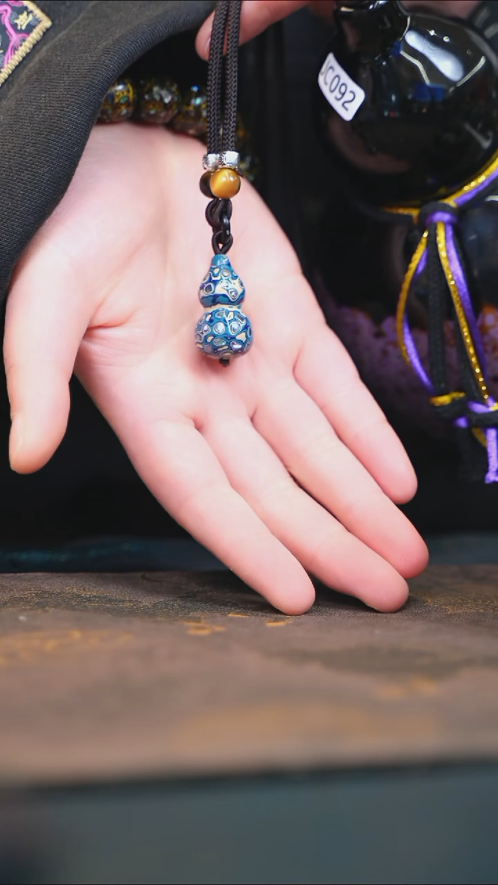 【闪购商品】蓝白大漆紫光檀螺钿小脖挂