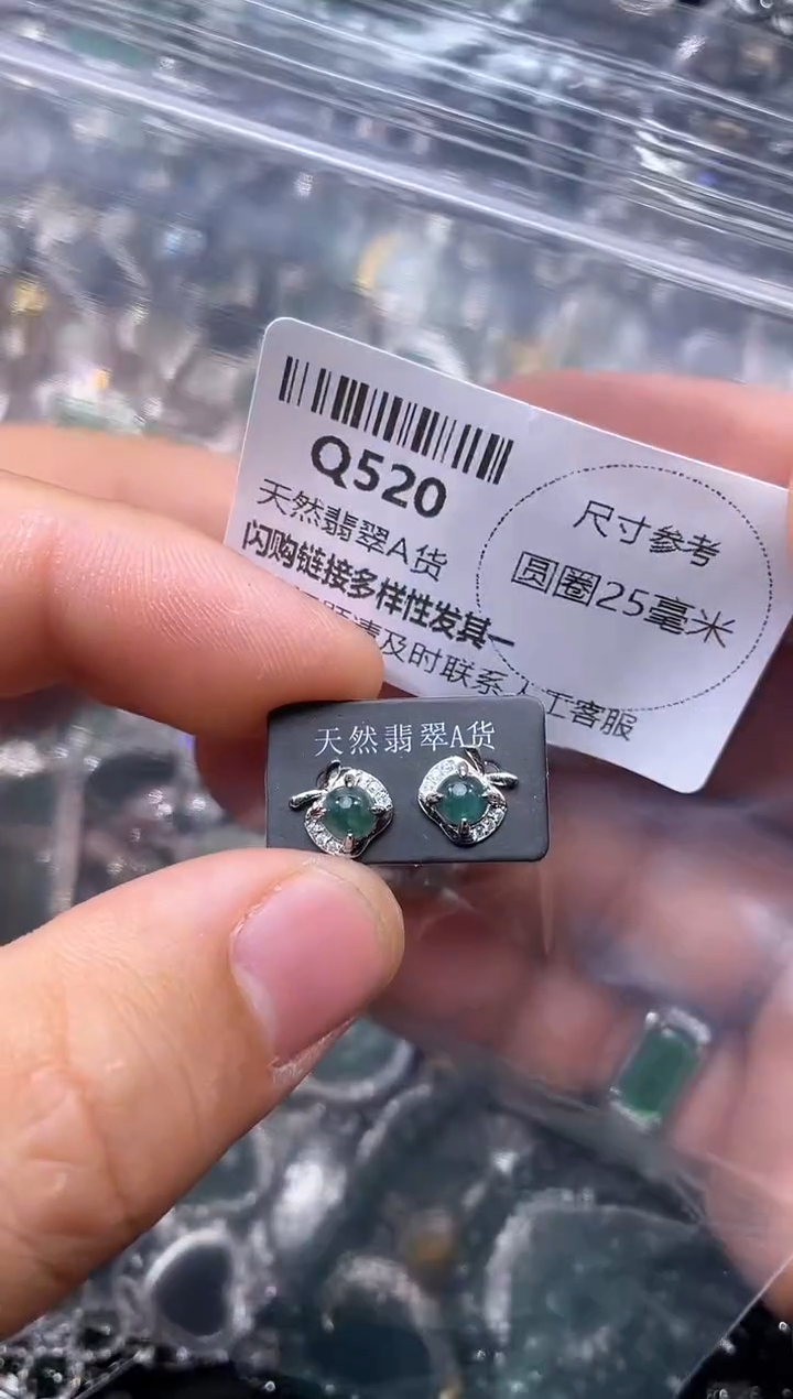 【闪购商品】翡翠颈饰未镶嵌Q520耳钉
