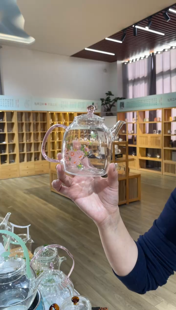 手工艺品玻璃秦权壶粉把桃花