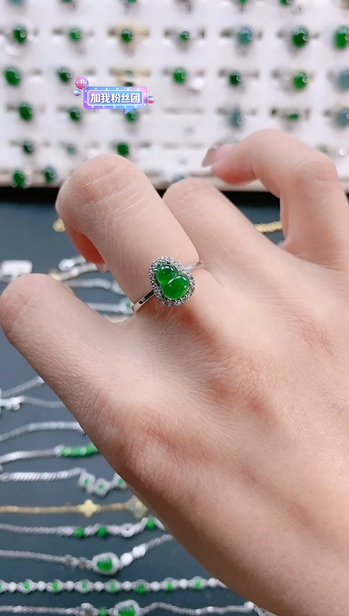 【闪购商品】翡翠戒指银S925镶嵌天然翡翠