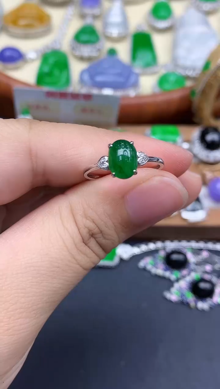 18K金镶嵌戒指翡翠280-中国好珍宝