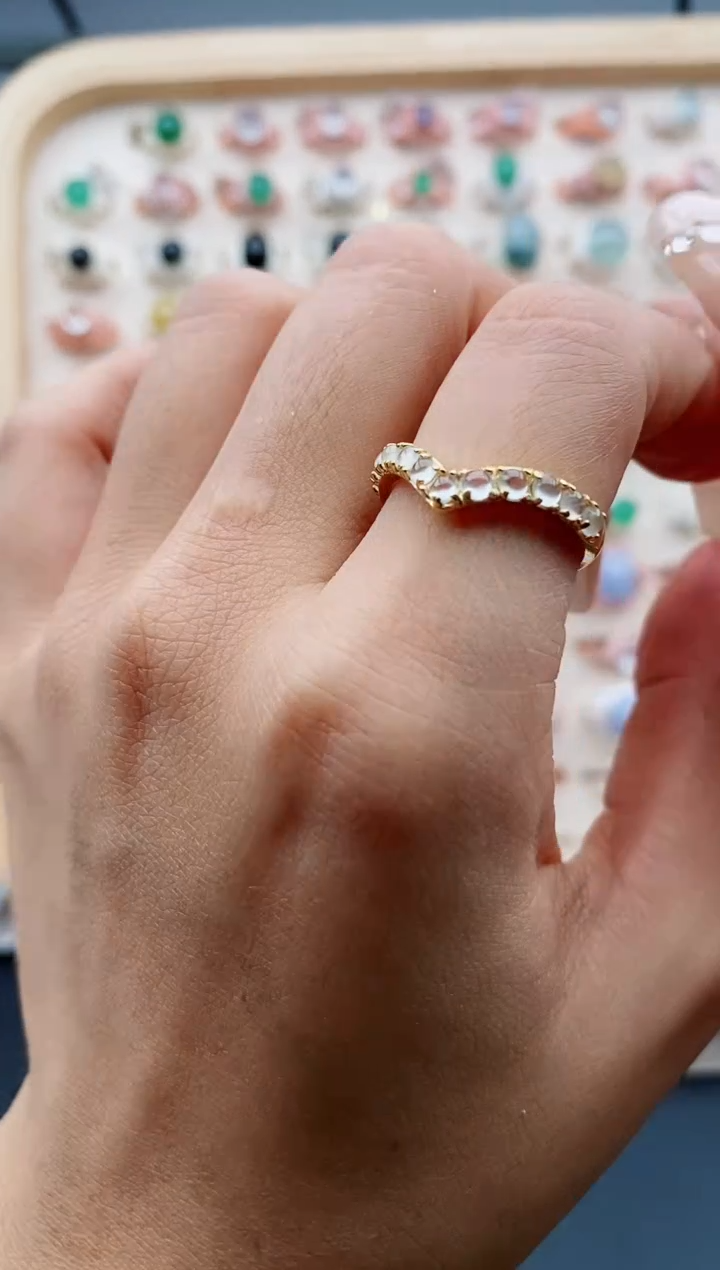 【闪购商品】翡翠戒指银S925镶嵌缅甸天然A货翡翠444  2+8