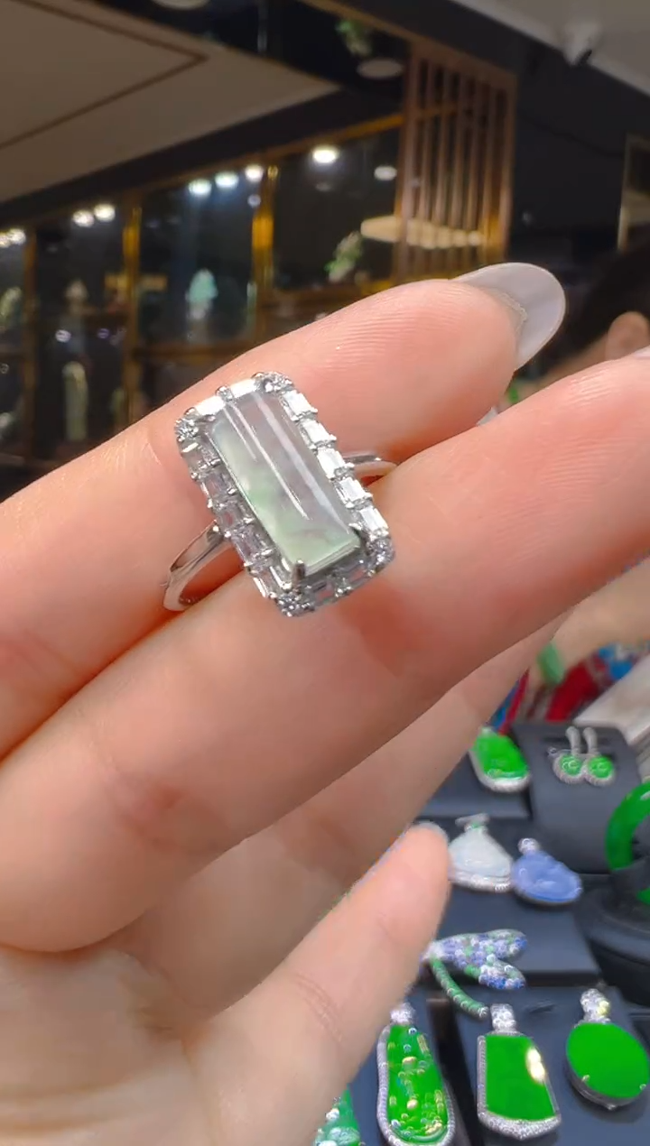 银S925镶嵌戒指翡翠057(多样性发货发其一)