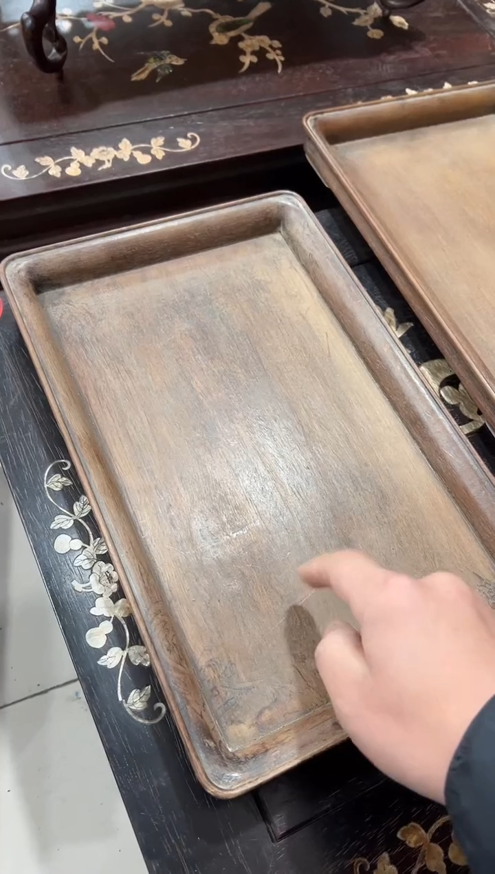 花梨木外翻角茶盘