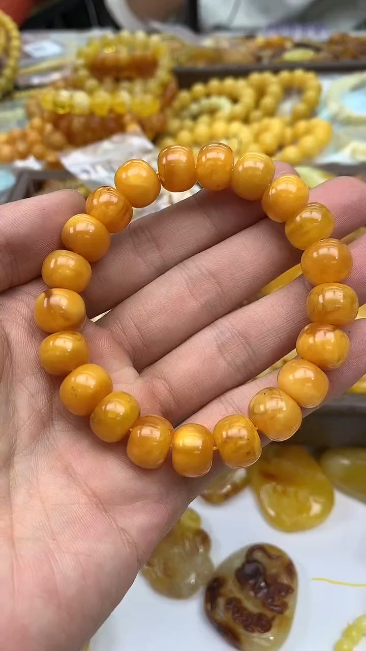 裸石琥珀未镶嵌手串卡12