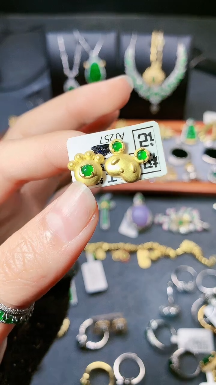 【闪购商品】翡翠耳饰银S925镶嵌耳饰
