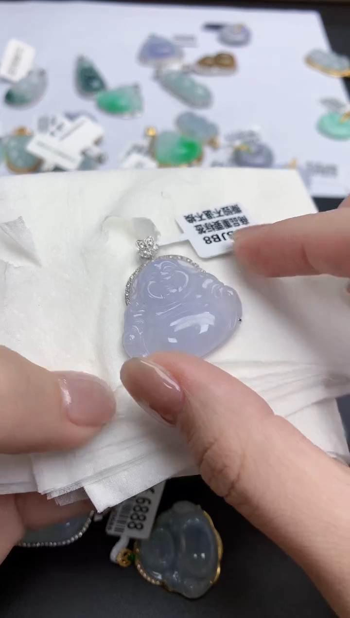【闪购商品】翡翠颈饰18K金镶嵌天然缅甸翡翠A货