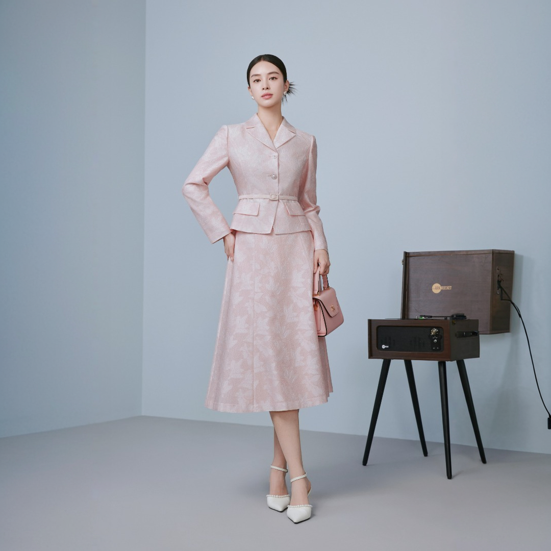 【李老板专属】2025年早春新款提花精致石盐粉半裙-MOGA01WSK020