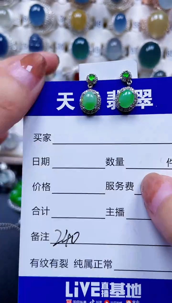 银S925镶嵌翡翠耳饰240