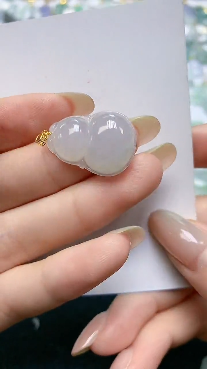 翡翠18K金镶嵌颈饰天然缅甸A货翡翠