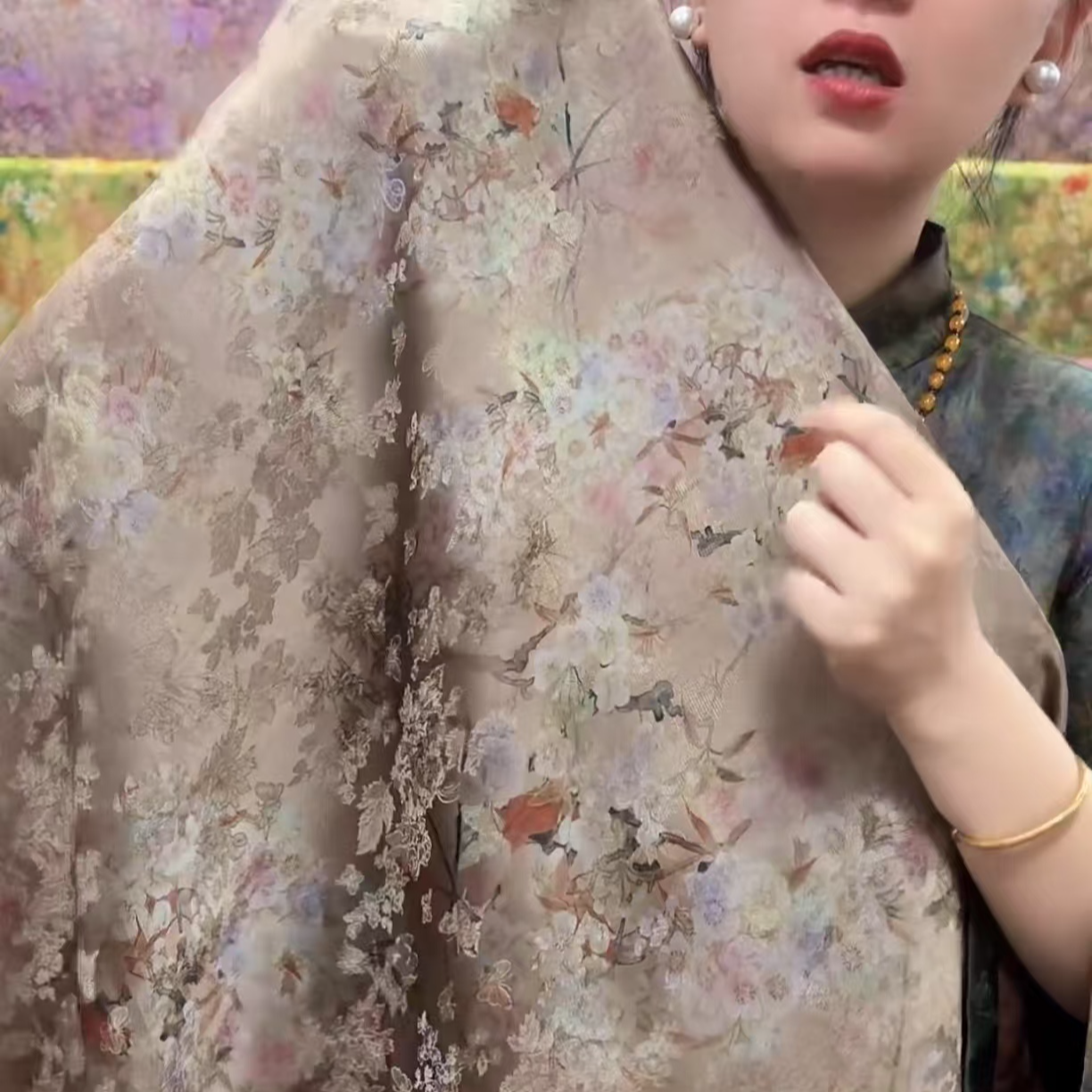 新中式花萝 梅开五福 L-20服装面料