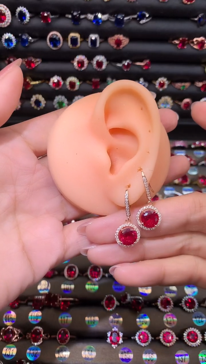 【闪购商品】红宝石耳饰银S925镶嵌1