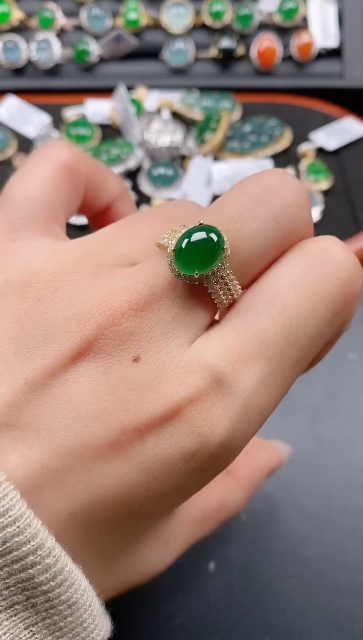 银S925镶嵌戒指翡翠1111