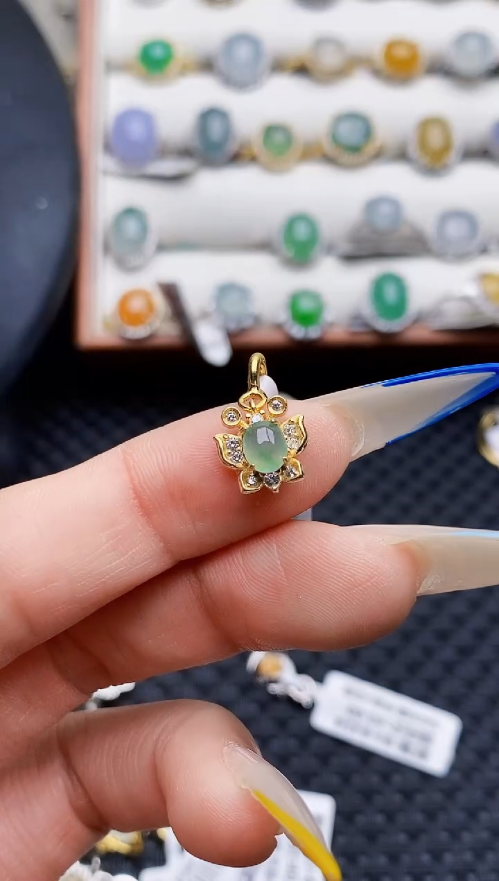 银S925镶嵌戒指翡翠3780