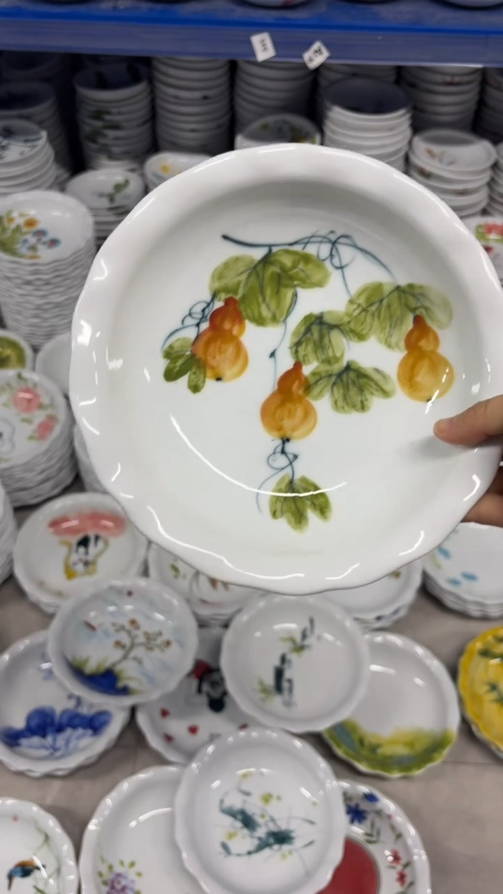 景德镇高温瓷食品级釉中彩-如意盘