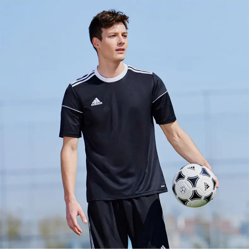 adidas/阿迪达斯男T恤夏季新款黑色圆领透气足球训练BJ9173速干