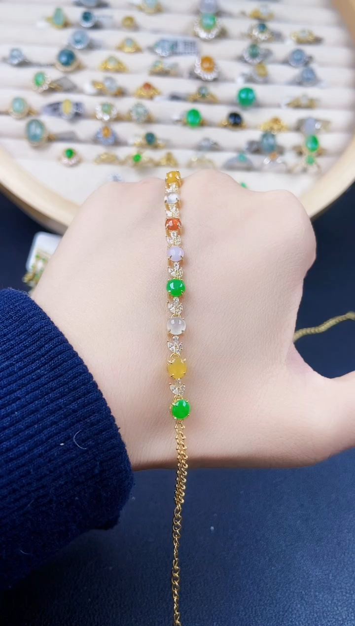 【闪购商品】翡翠手链银S925镶嵌4565464