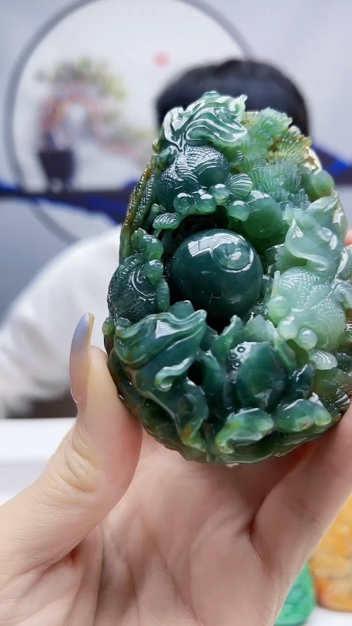 未镶嵌定制翡翠毛货挂件57赠龙门架