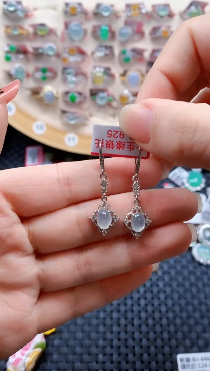 银S925镶嵌戒指翡翠天然A货缅甸翡翠