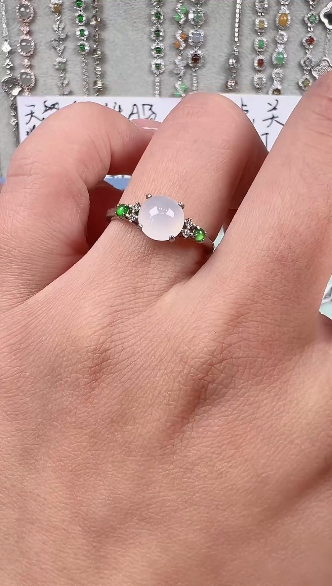 【闪购商品】翡翠戒指银S925镶嵌天然缅料保A保真保天然