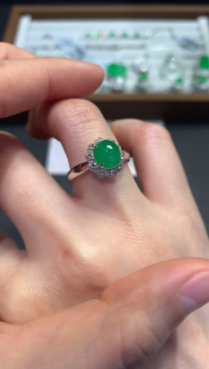 【闪购商品】翡翠戒指18K金镶嵌A70-6980